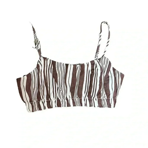 Lemlem x H&M Brown Striped Bra Top Small - Picture 1 of 4